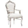 Location Fauteuil baroque argenté et cuir